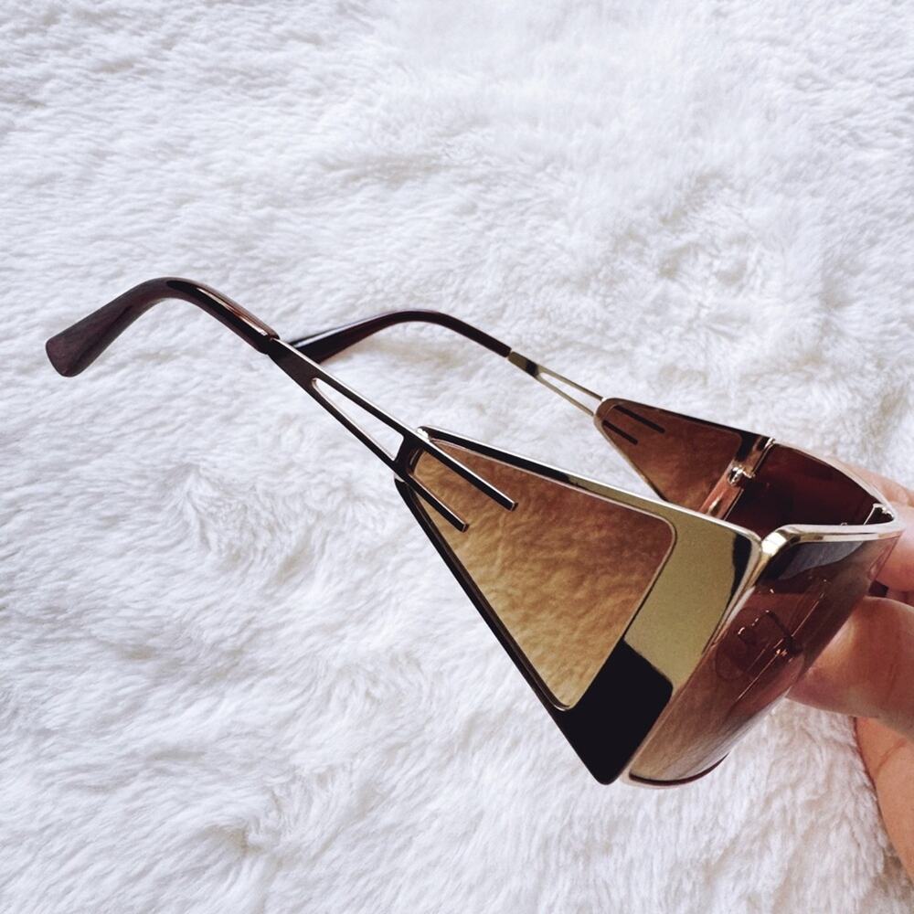 Sandy Brown Wrap-Around Sunglasses - Picture 4 of 10